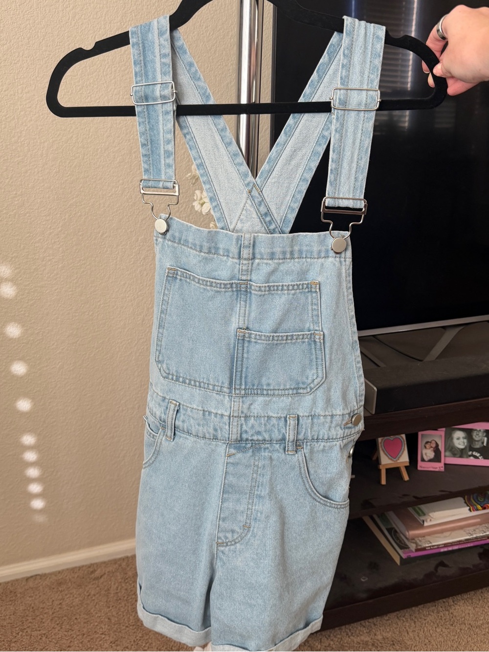 Light Wash Denim Short Overalls